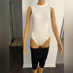 White shirt with a black short